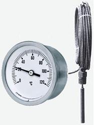 Capillary Thermometer, with Stainless Steel Case and Panel Mounting Clamp
